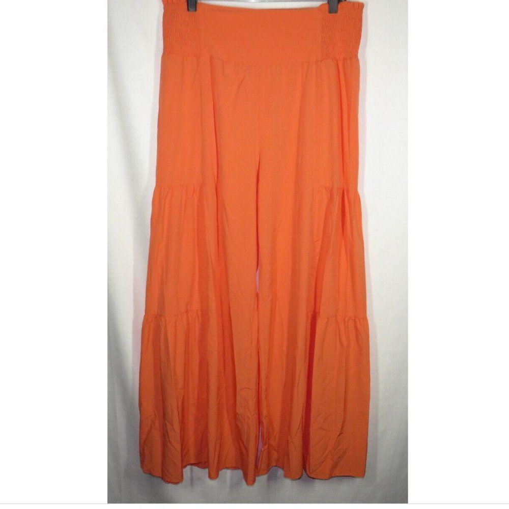 Halara Breezeful Smocked Tie Waist Tiered Flowy Boho Wide Leg Pants Size Medium - Picture 4 of 12